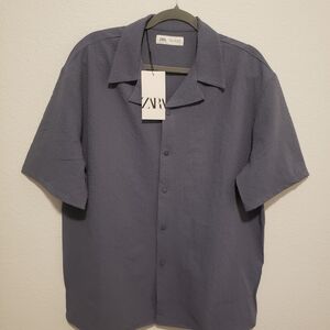 Zara Charcoal Button-Up Shirt